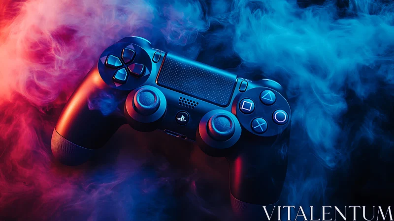 PlayStation 4 Controller with Neon Lighting Effects.