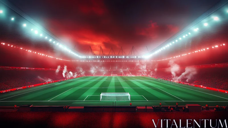 Floodlit stadium interior renders dramatic match-night atmosphere