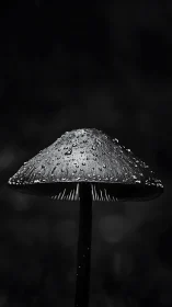Rain-kissed forest mushroom glowing softly in the dark.