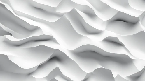 White abstract wavy surface with layered soft 3D folds.
