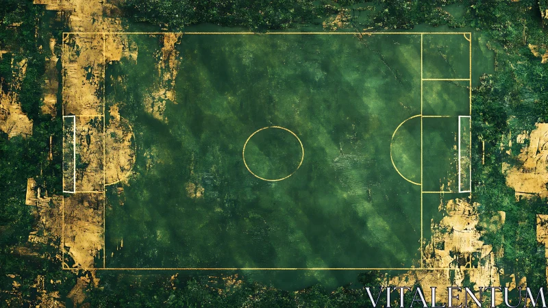 Forest-scarred football pitch floats between order and wildness