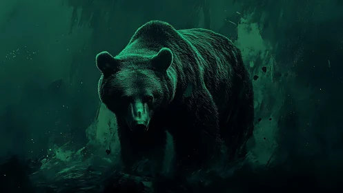 Low-key teal bear rendering emphasizes directional rim lighting