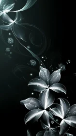 Luminescent flowers bloom against darkness with ethereal glow.