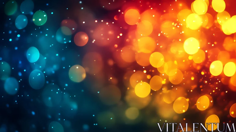 Vibrant bokeh lights in abstract blue and orange gradient background.