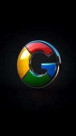 Google Logo: Glossy 3D Rendered Emblem in Chrome.