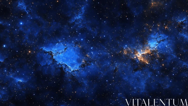 Deep blue nebula spreads across dense star-filled space