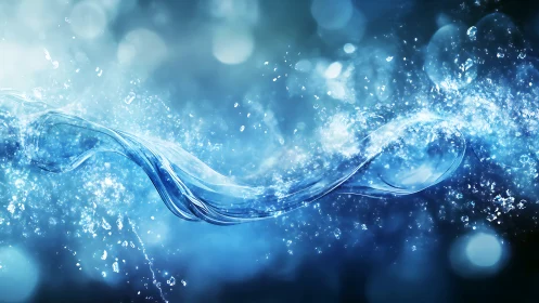 Curved high-turbulence water stream forms luminous infinity loop