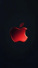 Scarlet tech apple gleaming alone on midnight void backdrop.