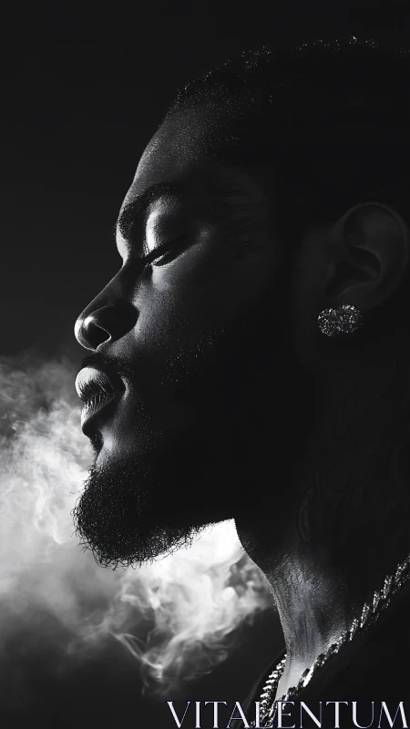 Low‑key monochrome male profile rendered with directional rim lighting