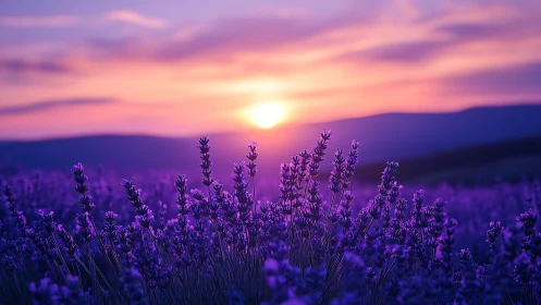 Lavender horizons drink in a molten violet sunset glow.