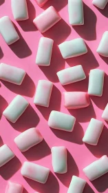 Volumetric Rectangular Marshmallow Composition on Vibrant Magenta Ground.