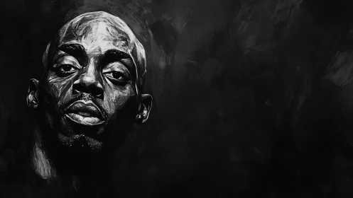 Monochrome portrait isolates strong gaze against void