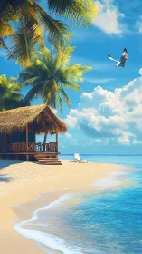 Tropical Beachfront Retreat: Digital Rendering of Island Sanctuary.