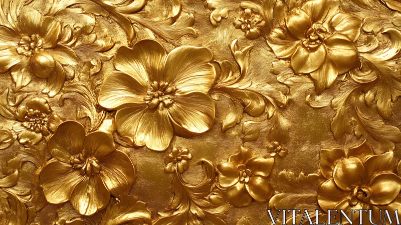 Gilded Botanical Symphony: Three-Dimensional Floral Embossment.