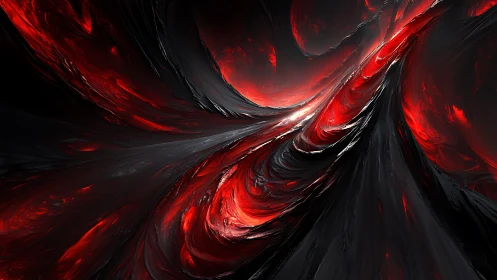 Molten night vortex carved in crimson and shadowed flame.