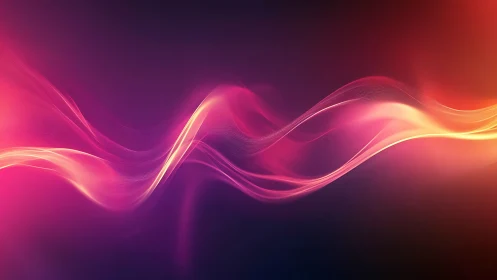 Luminous neon waveforms drift across deep gradient space