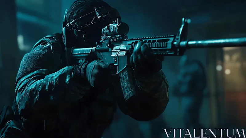 Tactical marksman prowls neon shadows in high-stakes focus.