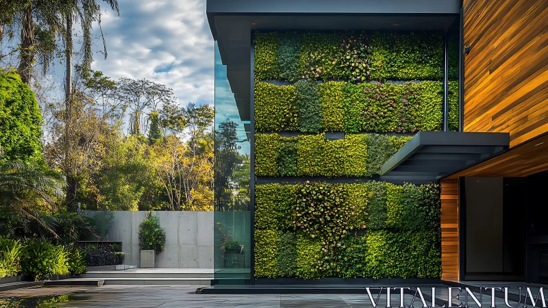 Modern Architecture with Living Green Wall Installation.