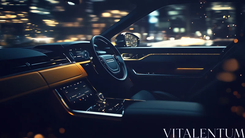 Midnight cockpit glow in a city of blurred constellations.