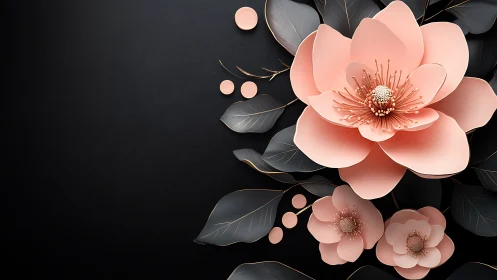 Elegant Pink Floral Composition on Dark Background.