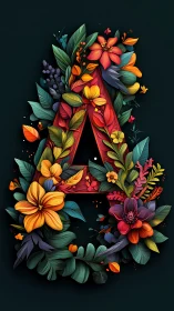 Vibrant Floral Letter A Blooming with Nature's Joy.