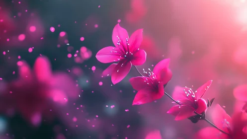 Neon Bioluminescent Blooms: Digital Floral Composition.