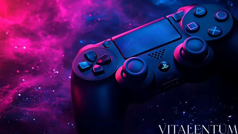 Galactic glow wraps a game controller in vivid neon color