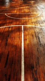 Aged basketball court floor captures linear depth and patina