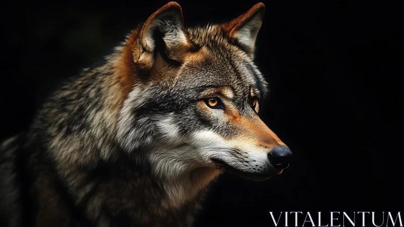 Quiet glow of a watchful wolf against soft midnight shadow.