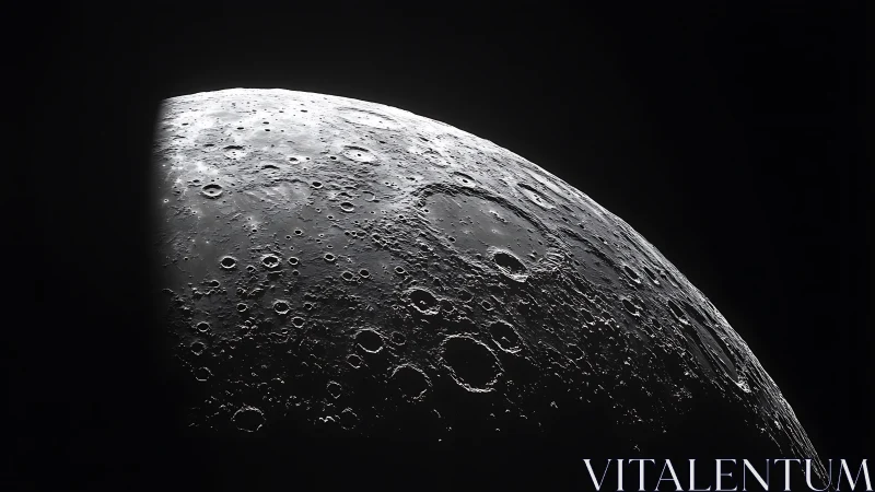 Lunar terminator close-up with high-relief crater textures.