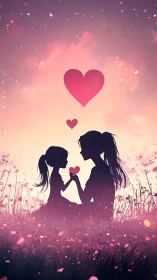 Two Silhouettes Dancing Through Bioluminescent Affection.