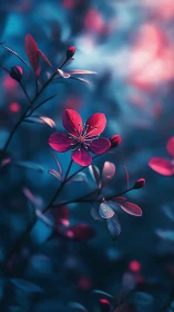 Midnight petals rehearse their glow beneath blurred starlight