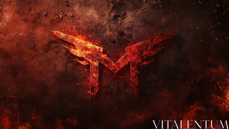 Fiery winged emblem glowing boldly in molten darkness.