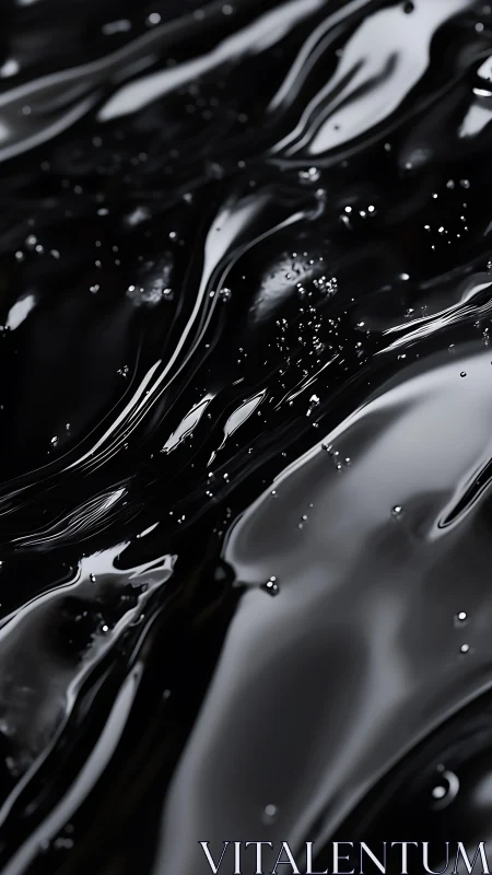 Liquid black surface with reflective viscous wave patterns.