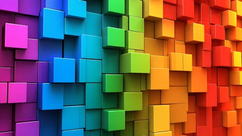 Chromatic extruded cube array forming gradient volumetric façade