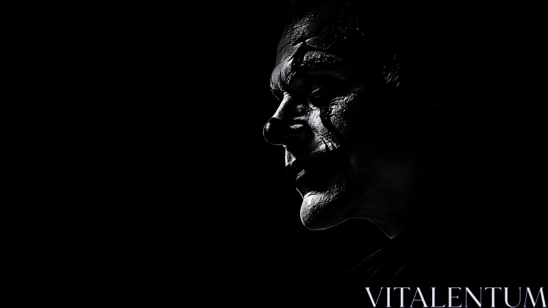 Shadowed clown profile carves drama from a sliver of light