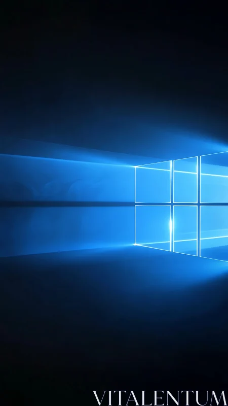 Blue light window grid on dark digital background.