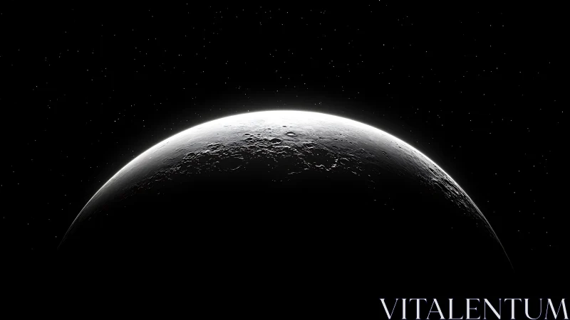 Gentle lunar horizon glowing softly beneath quiet stars.