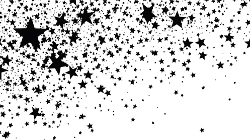 Dynamic black star scatter vector on white negative space.