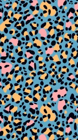 Stylized leopard print pattern with flat pastel color blocking