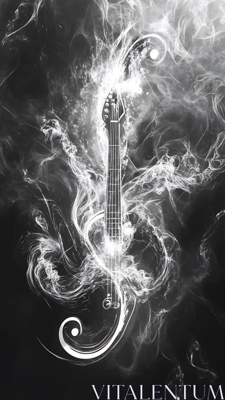 Luminous guitar of swirling smoke and dancing melody.