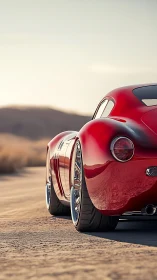 Crimson desert speedster hums quietly at the edge of dusk