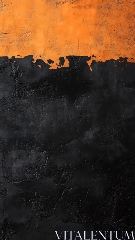 Orange band overlays cracked black textured surface