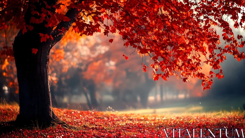 Spectral-depth study of sunlit crimson maple canopy in fog.