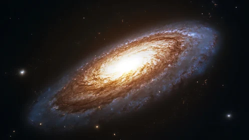 Edge-on barred spiral galaxy with luminous stellar core.