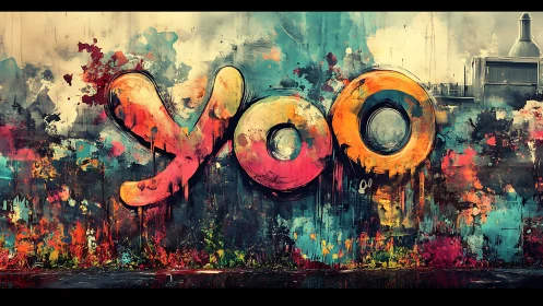 Chromatic urban graffiti typography with dripping aerosol gradients.