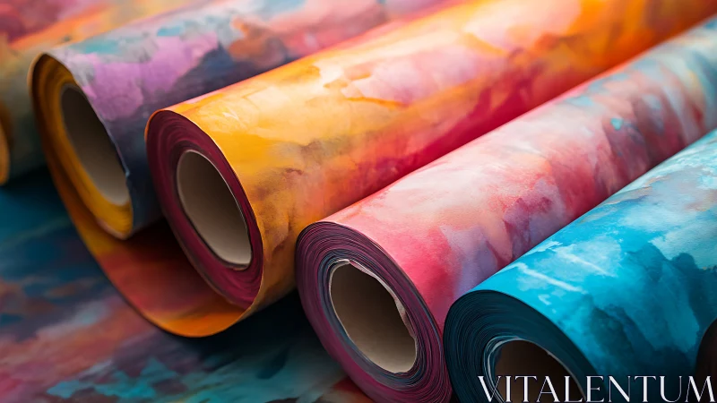 Rolled gradient art papers in vivid multicolor spectrum