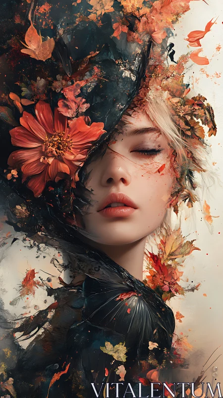 Dreaming in autumn petals and whispers of dark wings.