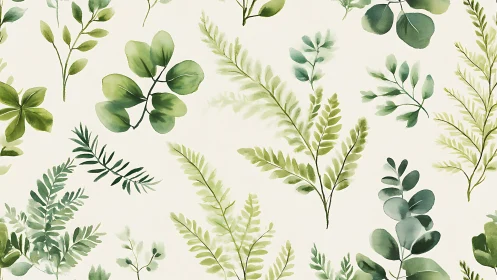 Watercolor botanical leaves dance across soft cream canvas.