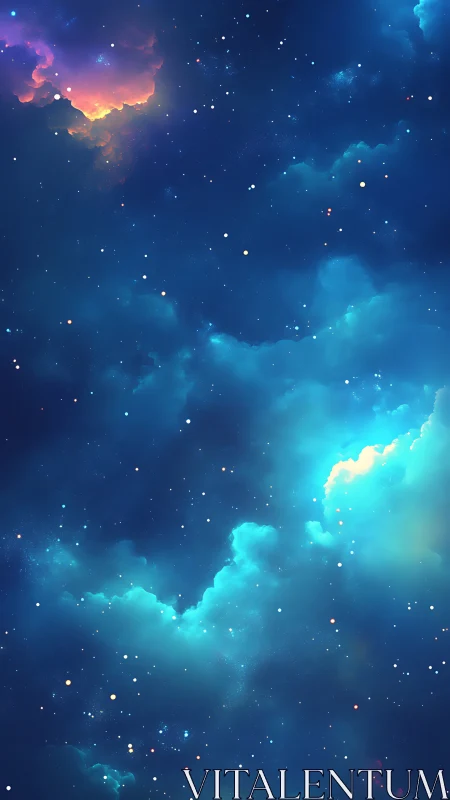 Soft glowing nebula cradles bright stars in a peaceful sky